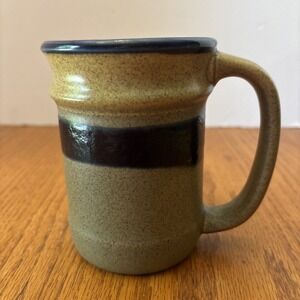 Vintage Sunnycraft Stoneware Coffee Mug Tan/Navy, KOREA, 24400 , EUC